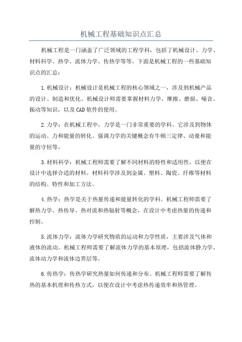 机械工程基础知识点汇总