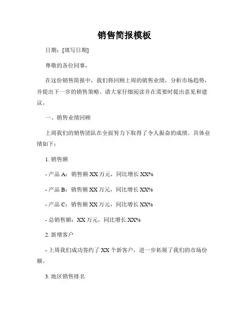 销售简报模板