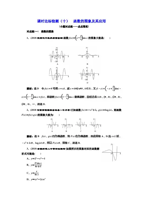 2018-2019学年高中新创新一轮复习理数通用版：课时达标检测(十) 函数的图象及其应用 含解析