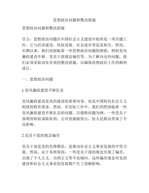 思想政治问题和整改措施