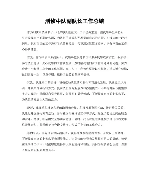 刑侦中队副队长工作总结