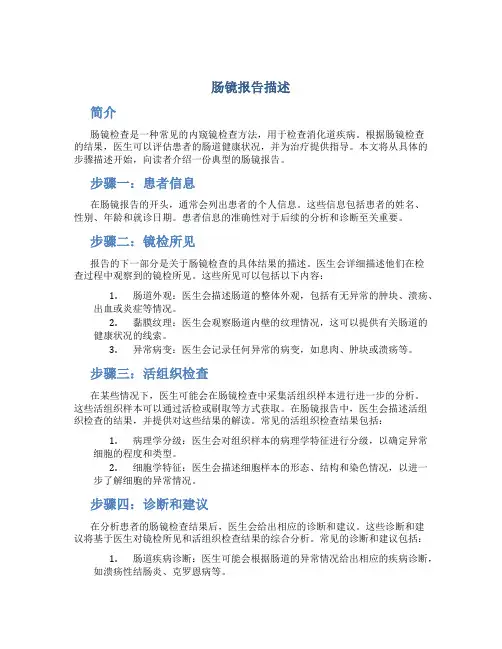 肠镜报告描述