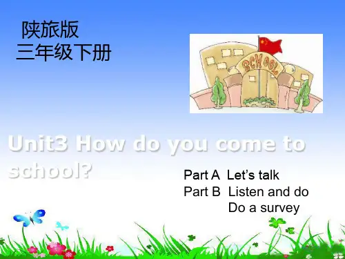 陕旅版英语三年级下册Unit3_How_Do_You_Come_to_School第2课时教学课件