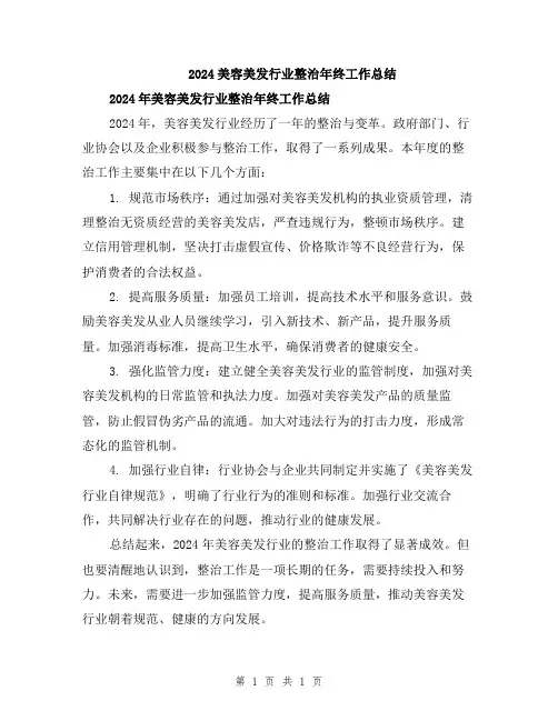 2024美容美发行业整治年终工作总结