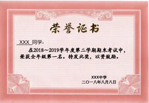 荣誉证书、奖状、聘书打印模板(可自行编辑)
