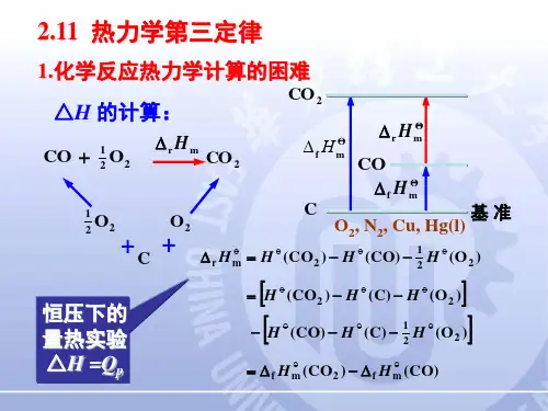 华东理工大学《物理化学》课件2.11 热力学第三定律