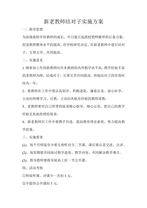 结对子实施方案
