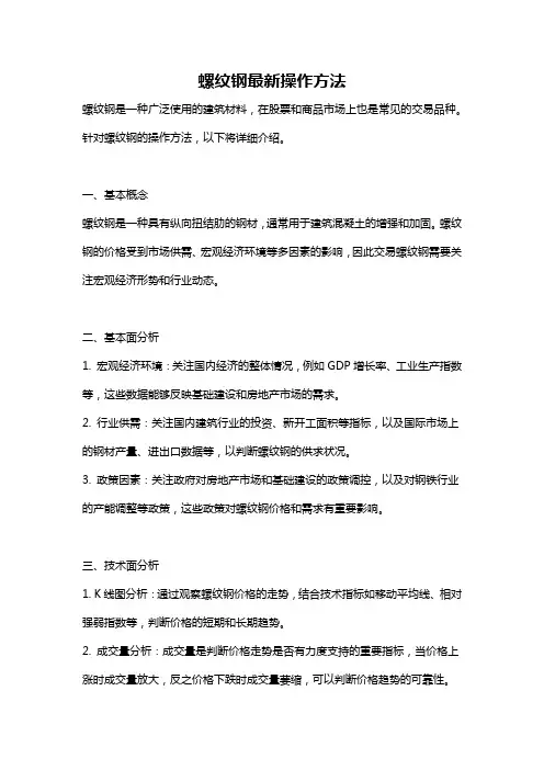 螺纹钢最新操作方法