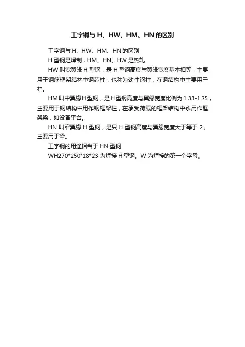 工字钢与H、HW、HM、HN的区别