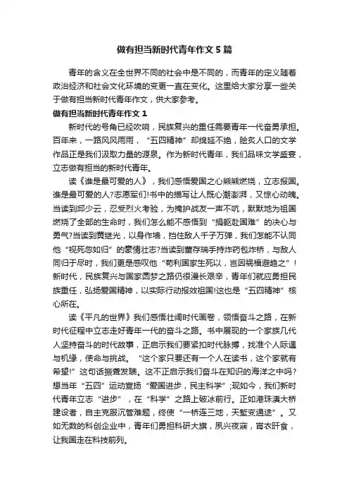 做有担当新时代青年作文5篇