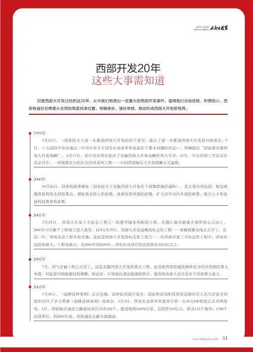 西部开发20年 这些大事需知道
