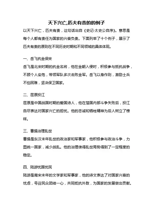 天下兴亡,匹夫有责的的例子