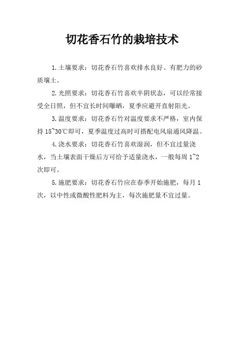 切花香石竹的栽培技术