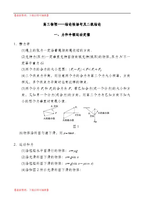 高中物理二级结论(最新整理)(完整资料).doc