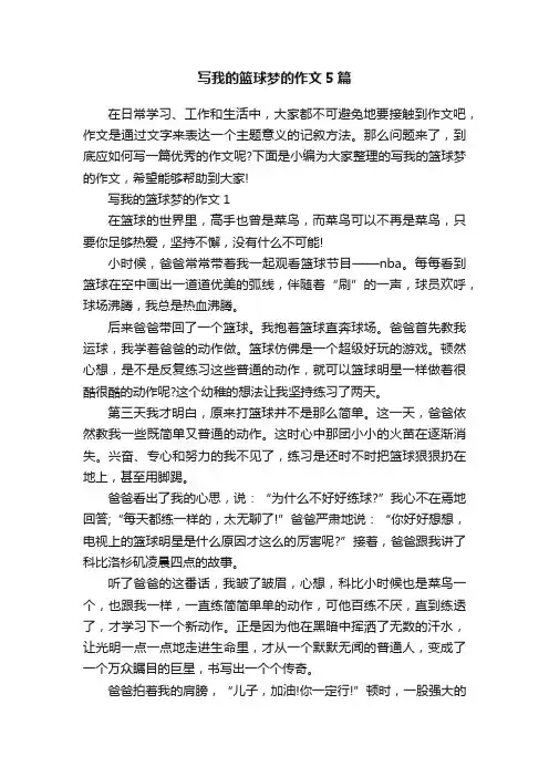 写我的篮球梦的作文5篇