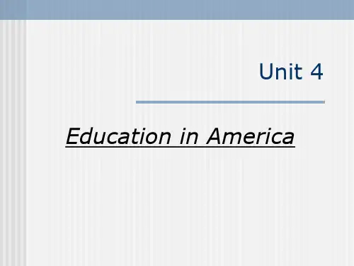 Educatian in America美国教育