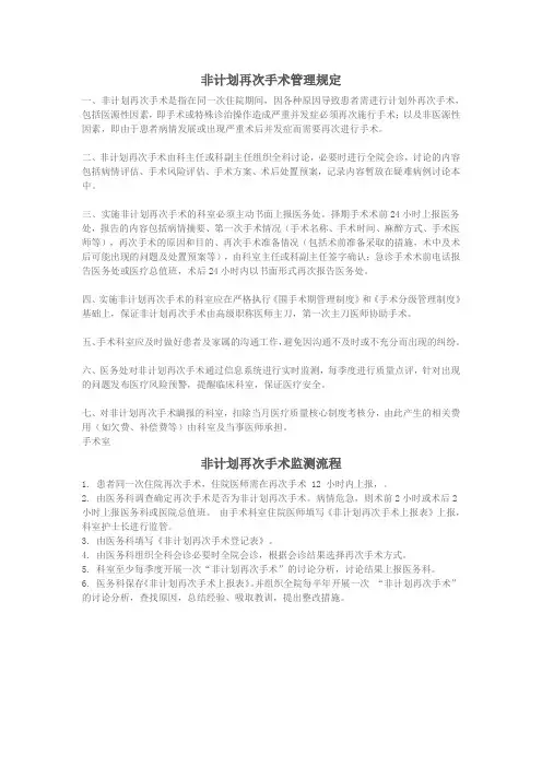非计划再次手术管理规定