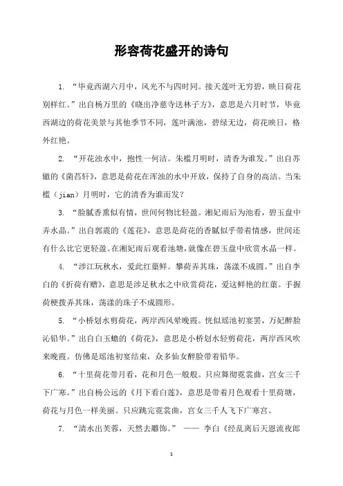 形容荷花盛开的诗句