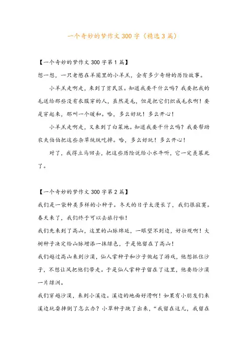 一个奇妙的梦作文300字(精选3篇)