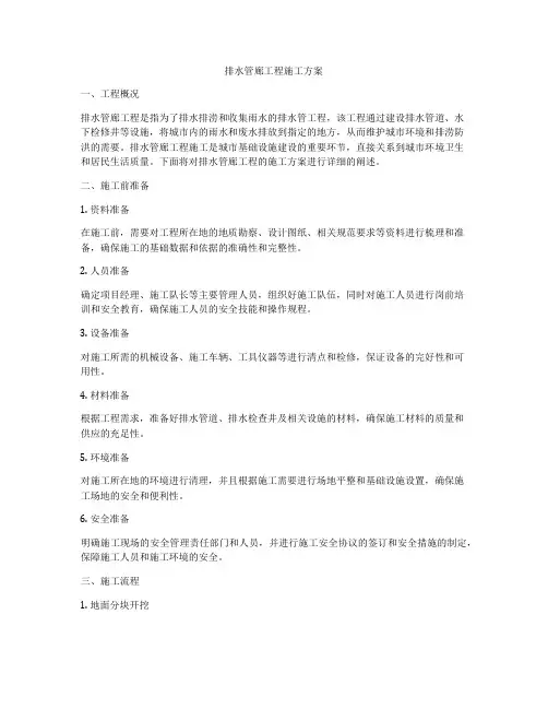 排水管廊工程施工方案