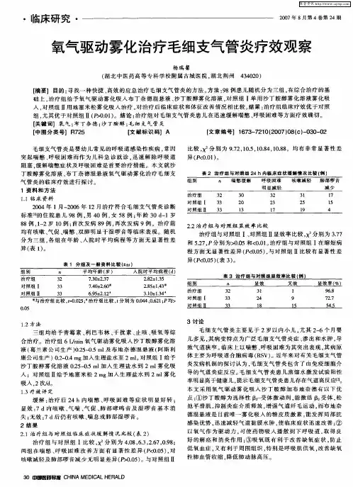 氧气驱动雾化治疗毛细支气管炎疗效观察
