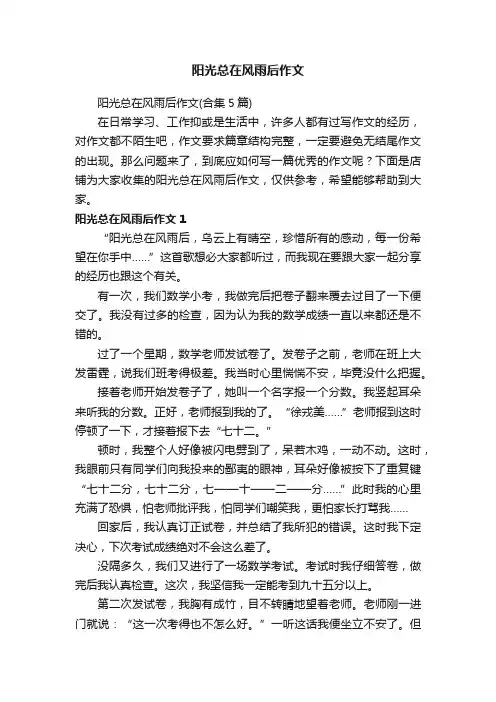 阳光总在风雨后作文