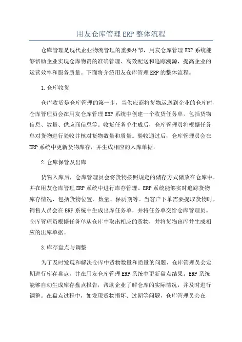 用友仓库管理ERP整体流程