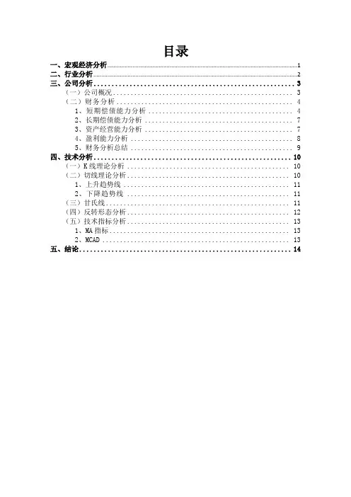 证券投资学分析报告