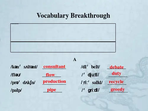 高中英语(牛津译林版必修5)同步课件Unit 2 The environment Vocabulary Breakthrough