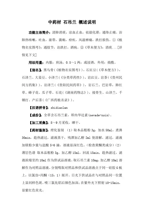 中药材 石吊兰 概述说明