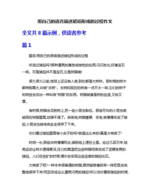 用自己的语言描述琥珀形成的过程作文