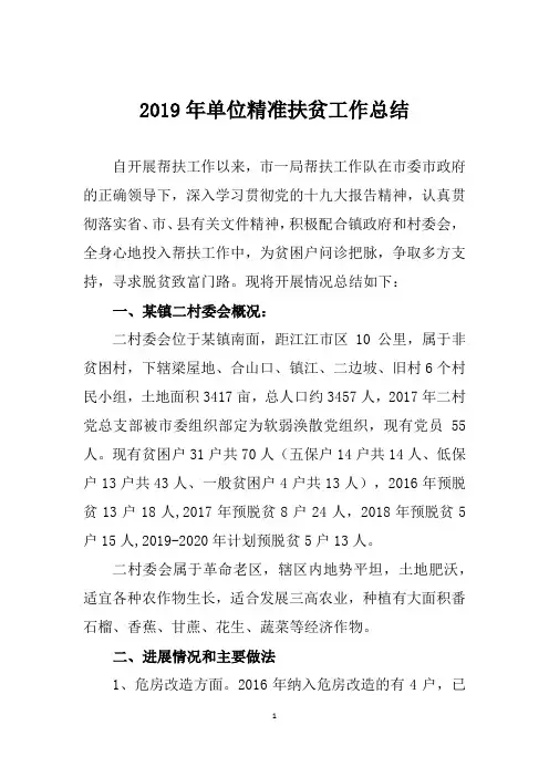 2019年单位精准扶贫工作总结