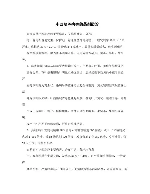 小西葫芦病害的药剂防治
