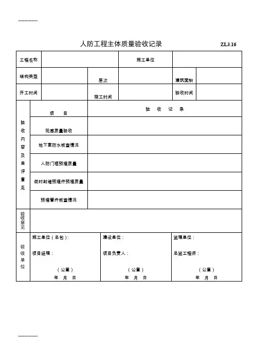 (整理)人防主体工程质量验收记录表