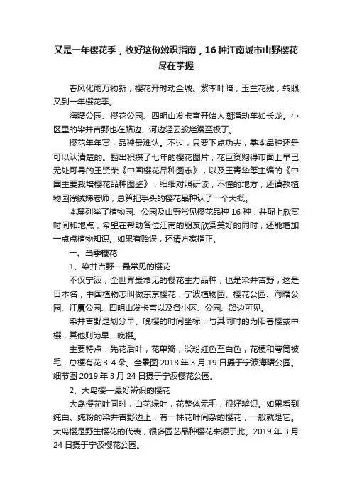 又是一年樱花季，收好这份辨识指南，16种江南城市山野樱花尽在掌握