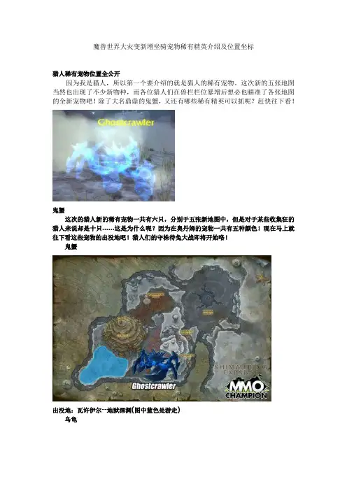 魔兽世界大灾变新增坐骑宠物稀有精英介绍及位置坐标