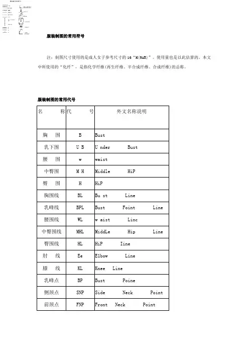 服装制图的常用符号