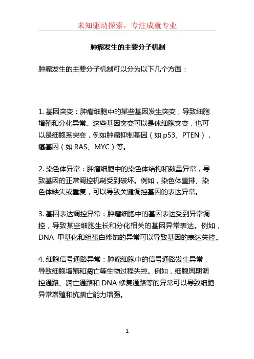 肿瘤发生的主要分子机制