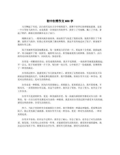初中扫雪作文600字 2