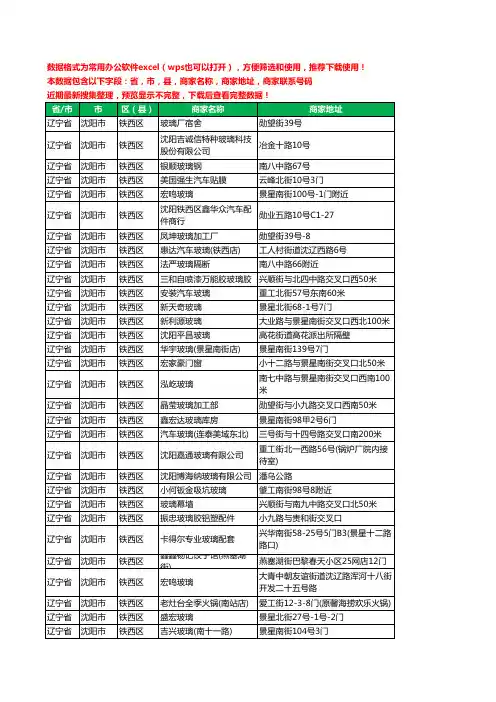 新版辽宁省沈阳市铁西区玻璃店工商企业公司名录名单黄页大全118家