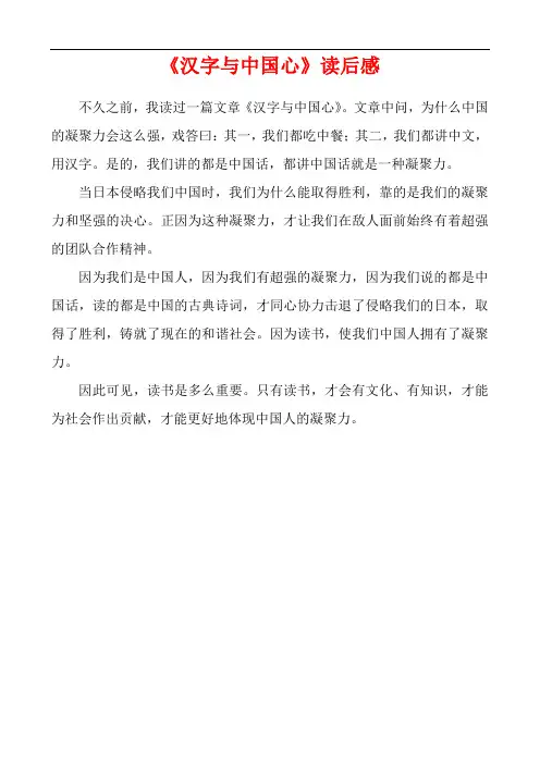 汉字与中国心》读后感