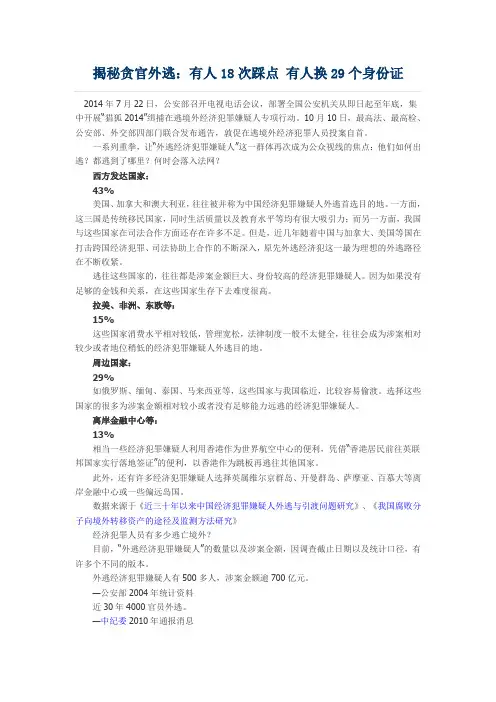揭秘贪官外逃：有人18次踩点 有人换29个身份证
