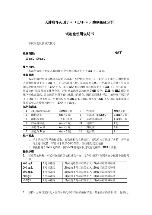 人肿瘤坏死因子α(TNF-α)说明书