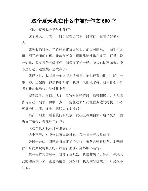 这个夏天我在什么中前行作文600字