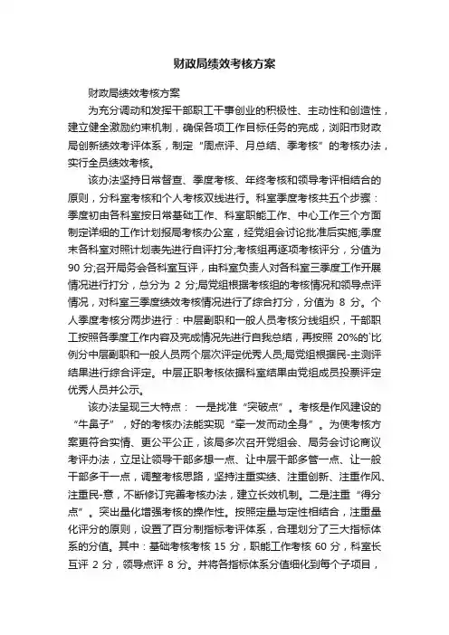 财政局绩效考核方案