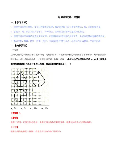 母体法破解三视图-高三数学解题技巧专题突破