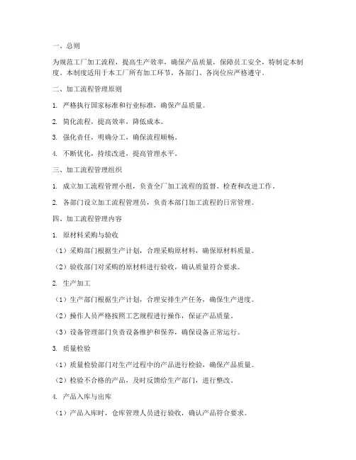 工厂加工流程管理制度