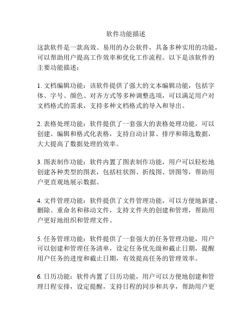 软件功能描述