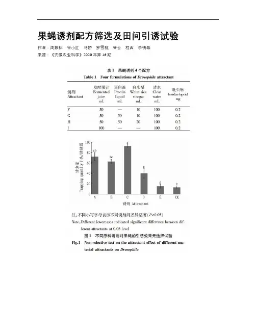 果蝇诱剂配方筛选及田间引诱试验
