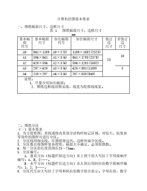 计算机绘图基本要求